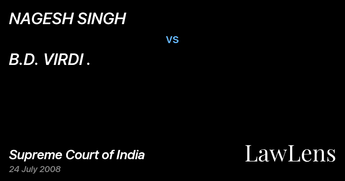 Preview image for NAGESH SINGH vs. B.D. VIRDI .