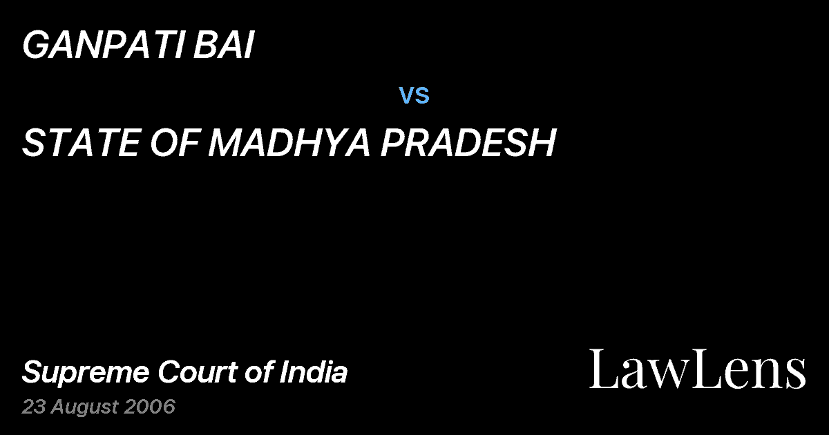 Preview image for GANPATI BAI vs. STATE OF MADHYA PRADESH