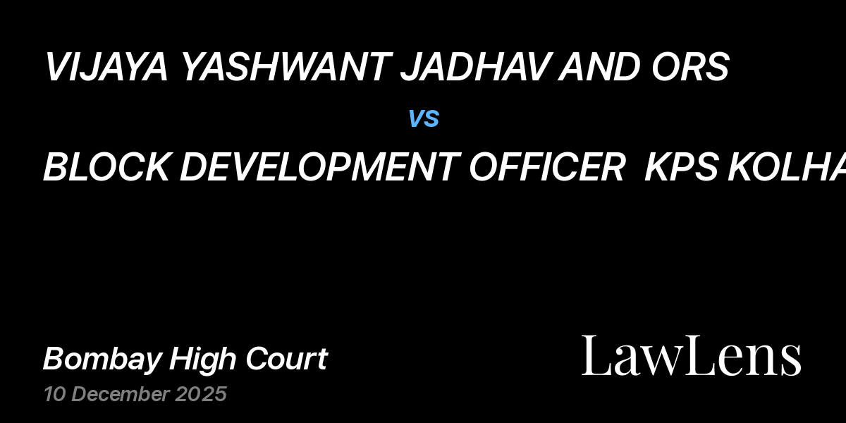 Preview image for VIJAYA YASHWANT JADHAV AND ORS vs. BLOCK DEVELOPMENT OFFICER  KPS KOLHAPUR AN ORS