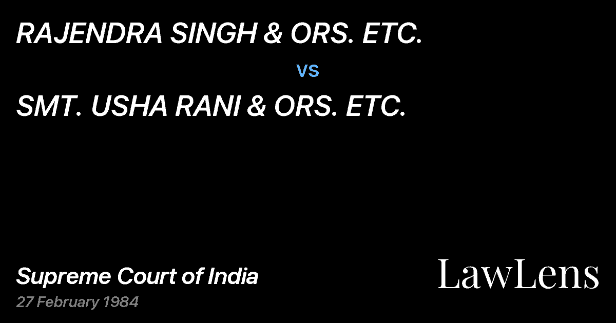 Preview image for RAJENDRA SINGH & ORS. ETC. vs. SMT. USHA RANI & ORS. ETC.