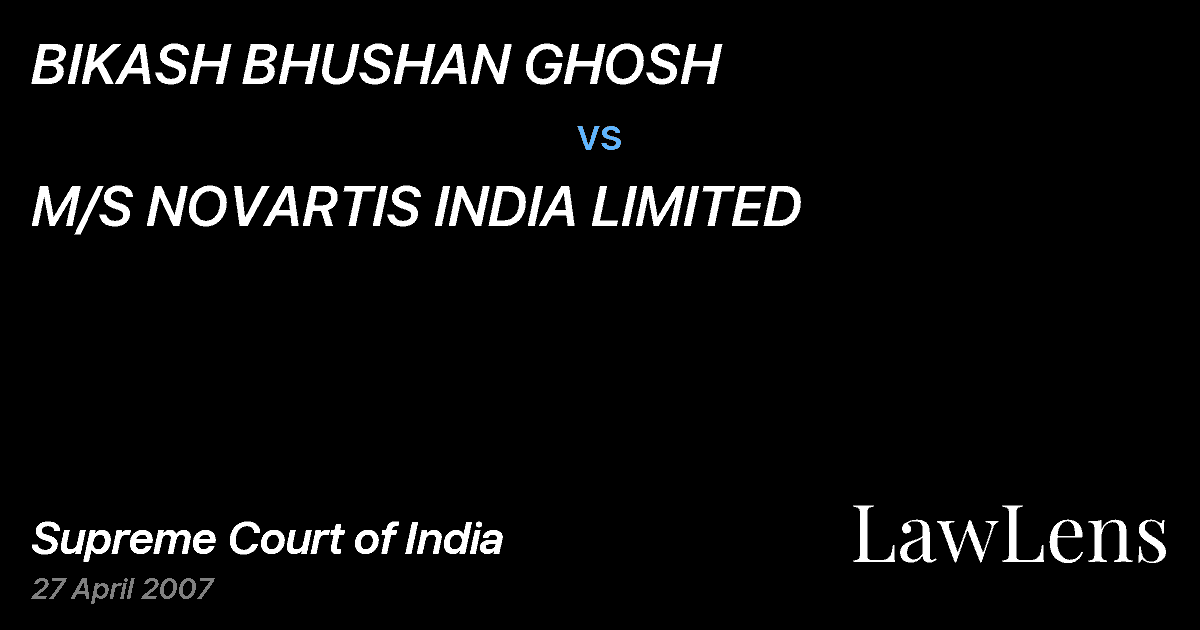 Preview image for BIKASH BHUSHAN GHOSH vs. M/S NOVARTIS INDIA LIMITED