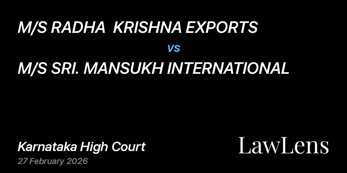 Preview image for M/S RADHA  KRISHNA EXPORTS vs. M/S SRI. MANSUKH INTERNATIONAL