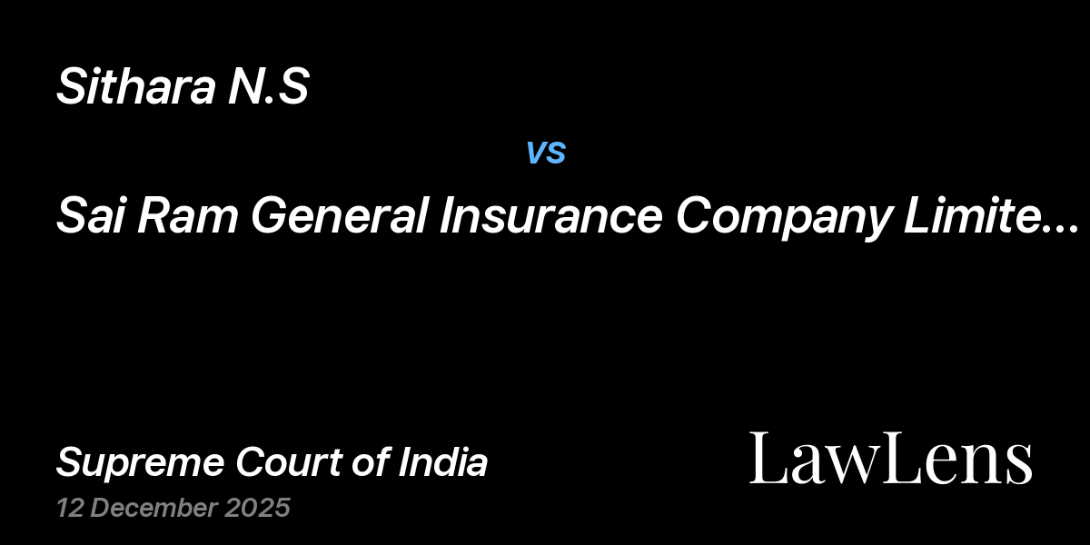 Preview image for Sithara N.S vs. Sai Ram General Insurance Company Limited Through Gm