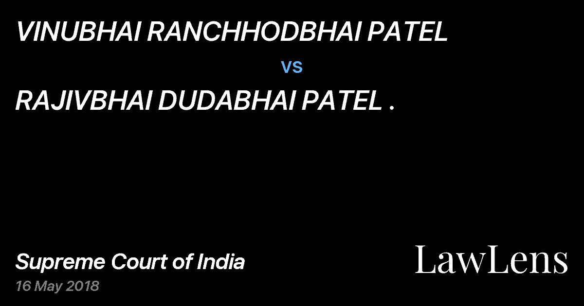 Preview image for VINUBHAI RANCHHODBHAI PATEL vs. RAJIVBHAI DUDABHAI PATEL .