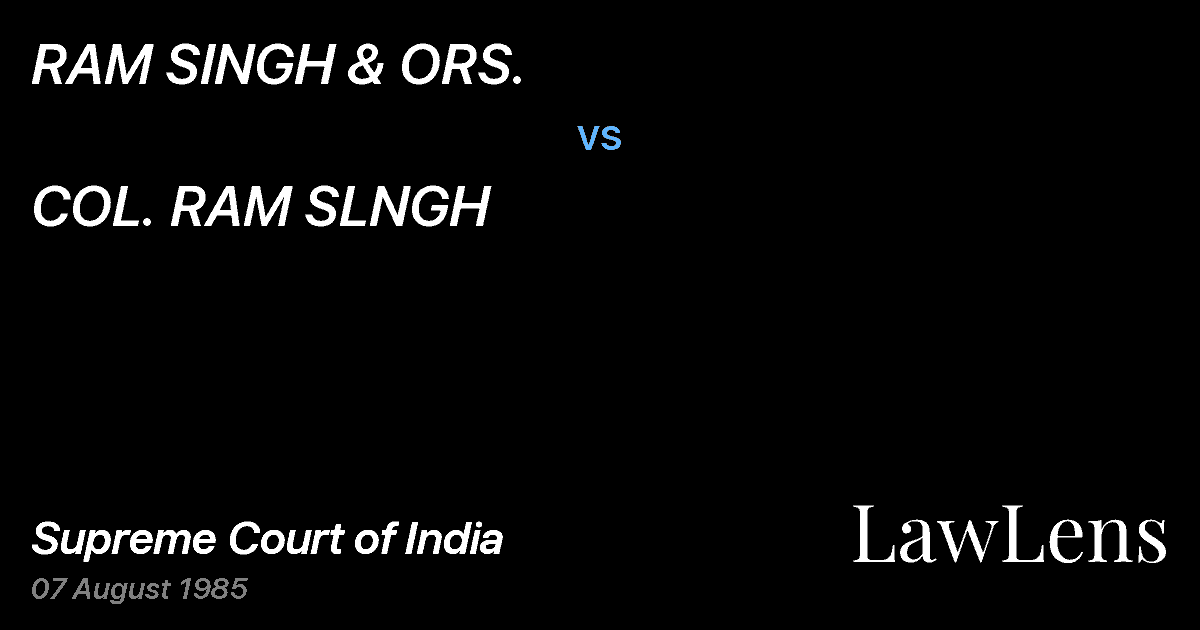 Preview image for RAM SINGH & ORS. vs. COL. RAM SLNGH