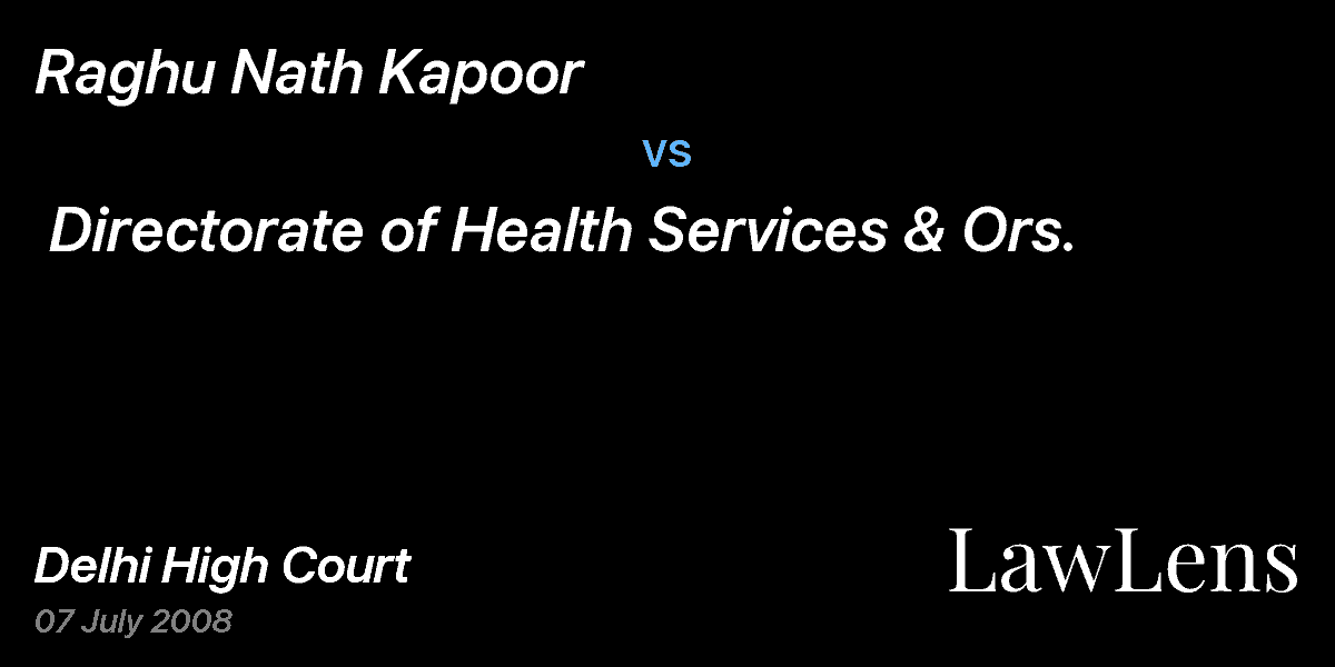 Preview image for Raghu Nath Kapoor  vs.  Directorate of Health Services & Ors.