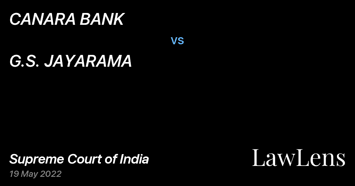 Preview image for CANARA BANK vs. G.S. JAYARAMA