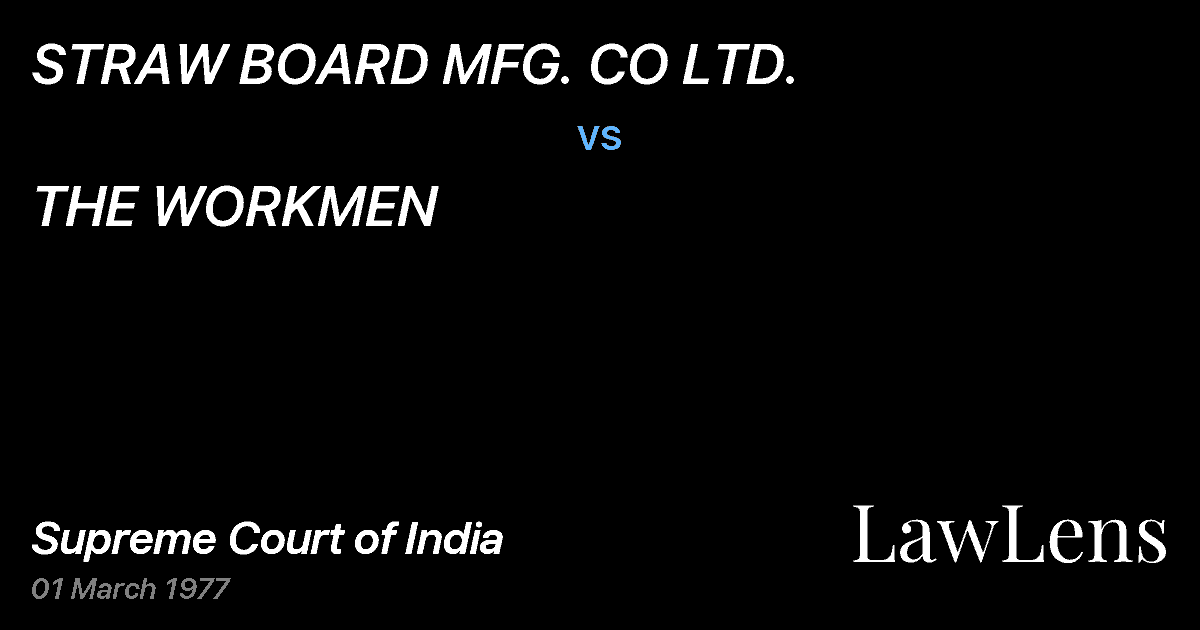Preview image for STRAW BOARD MFG. CO LTD. vs. THE WORKMEN