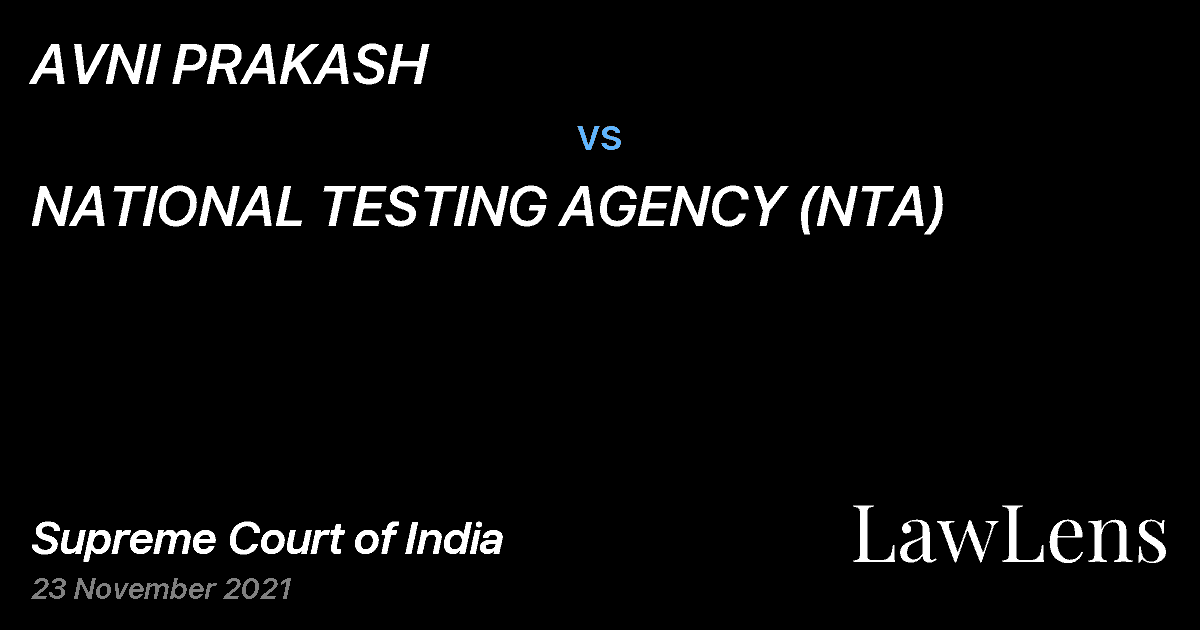 Preview image for AVNI PRAKASH vs. NATIONAL TESTING AGENCY (NTA)