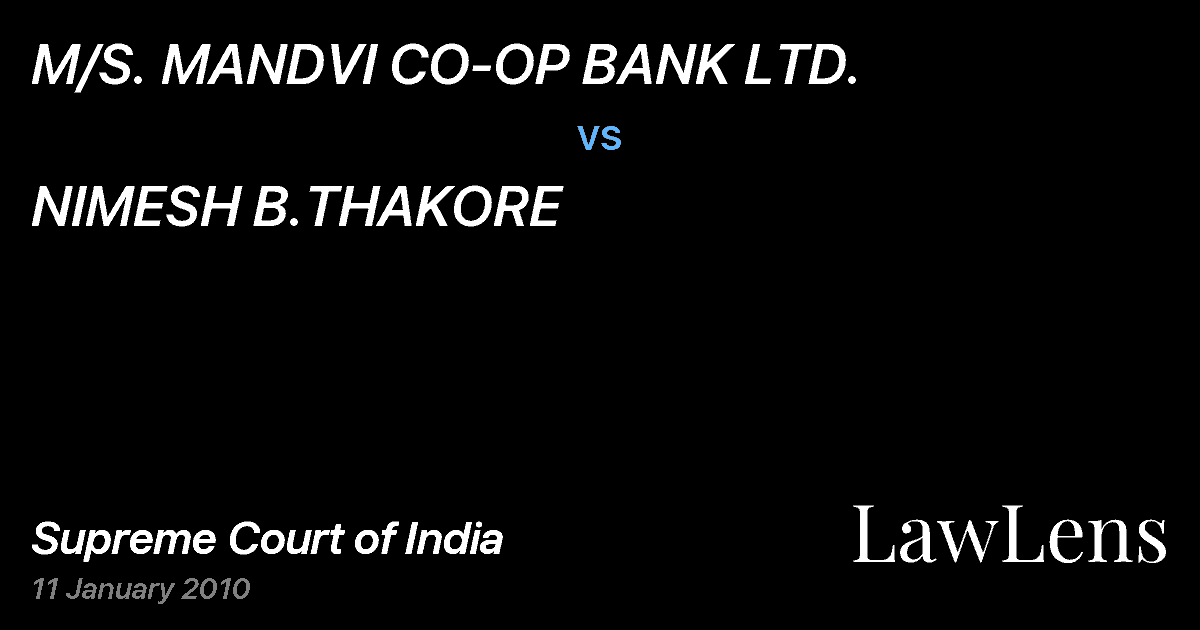 Preview image for M/S. MANDVI CO-OP BANK LTD. vs. NIMESH B.THAKORE