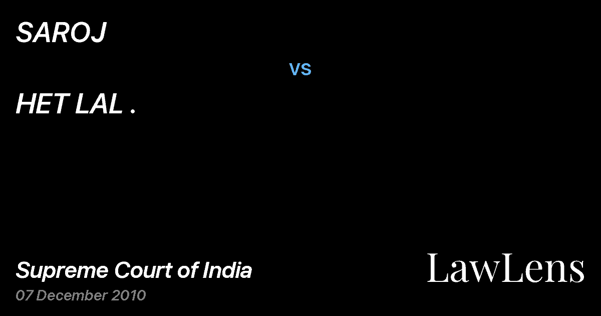 Preview image for SAROJ vs. HET LAL .