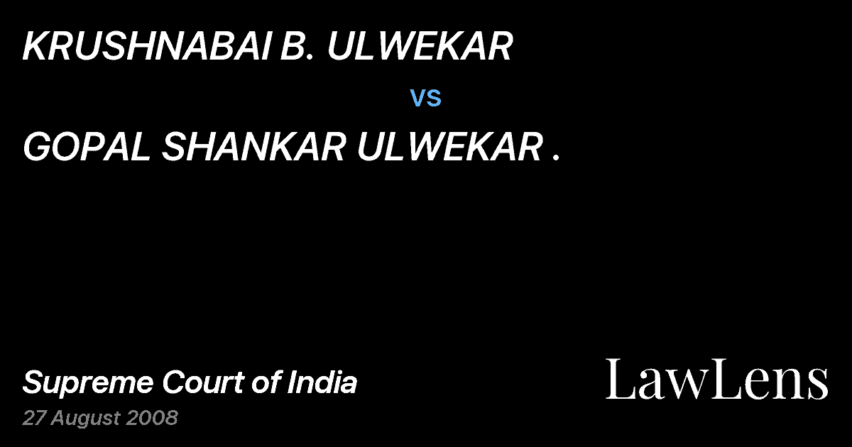 Preview image for KRUSHNABAI B. ULWEKAR vs. GOPAL SHANKAR ULWEKAR .