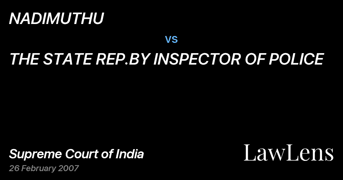 Preview image for NADIMUTHU vs. THE STATE REP.BY INSPECTOR OF POLICE