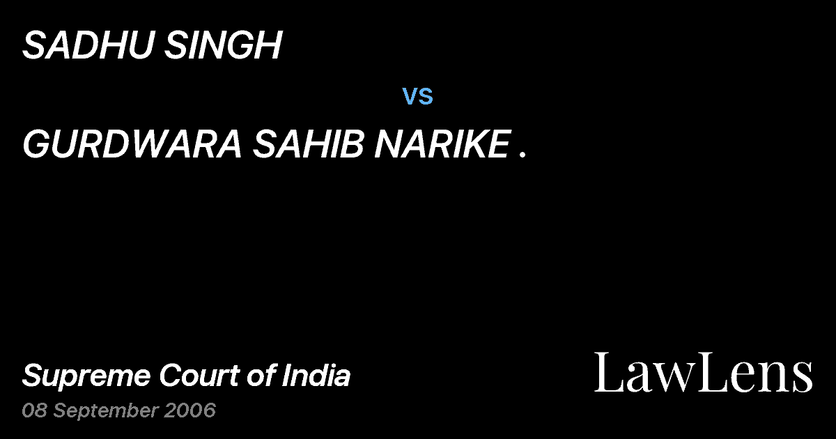 Preview image for SADHU SINGH vs. GURDWARA SAHIB NARIKE .