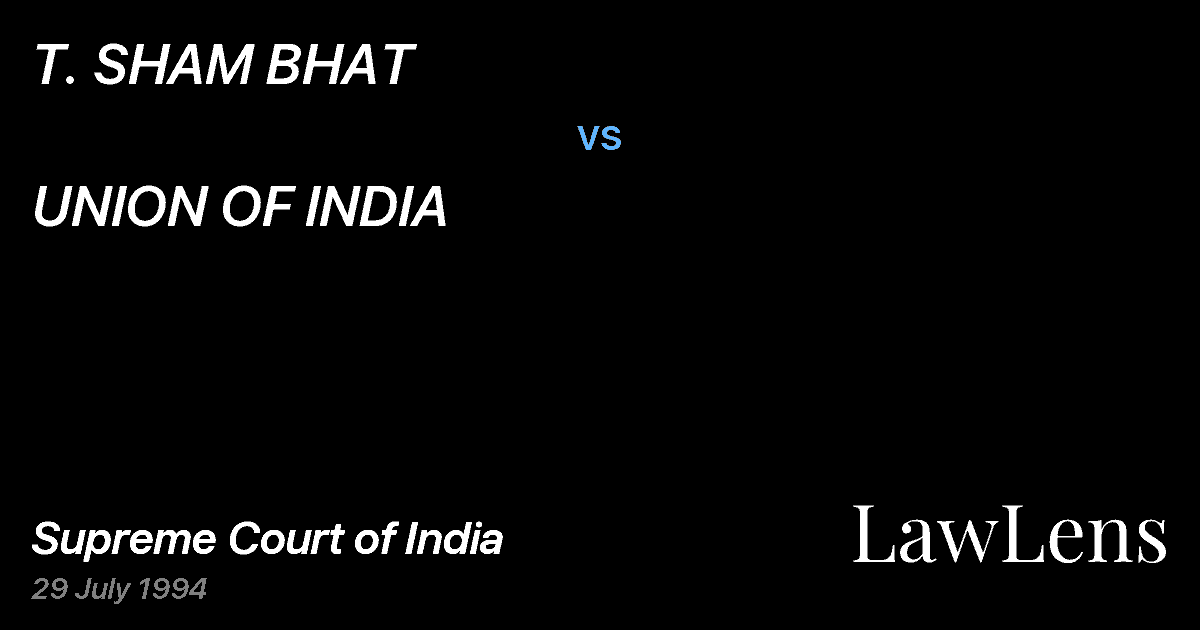 Preview image for T. SHAM BHAT vs. UNION OF INDIA