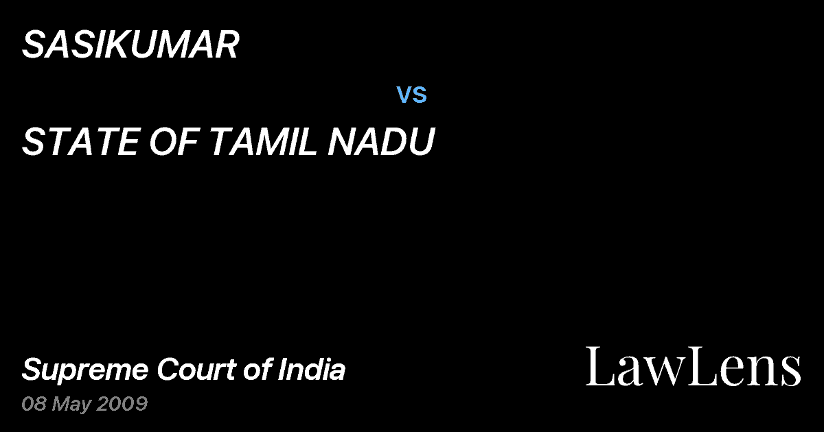 Preview image for SASIKUMAR vs. STATE OF TAMIL NADU