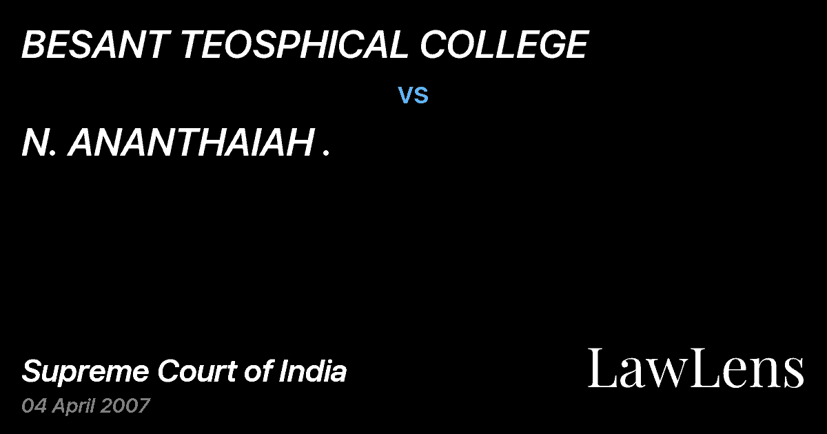 Preview image for BESANT TEOSPHICAL COLLEGE vs. N. ANANTHAIAH .