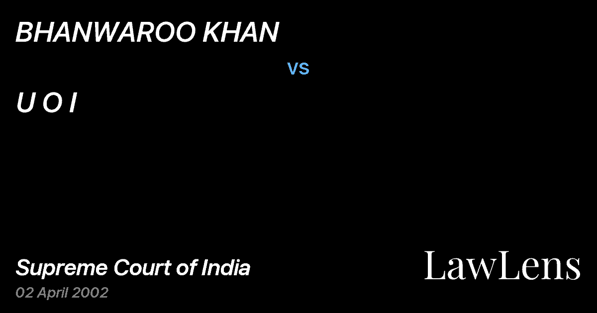 Preview image for BHANWAROO KHAN vs. U O I
