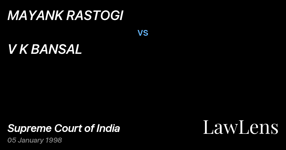 Preview image for MAYANK RASTOGI vs. V K BANSAL