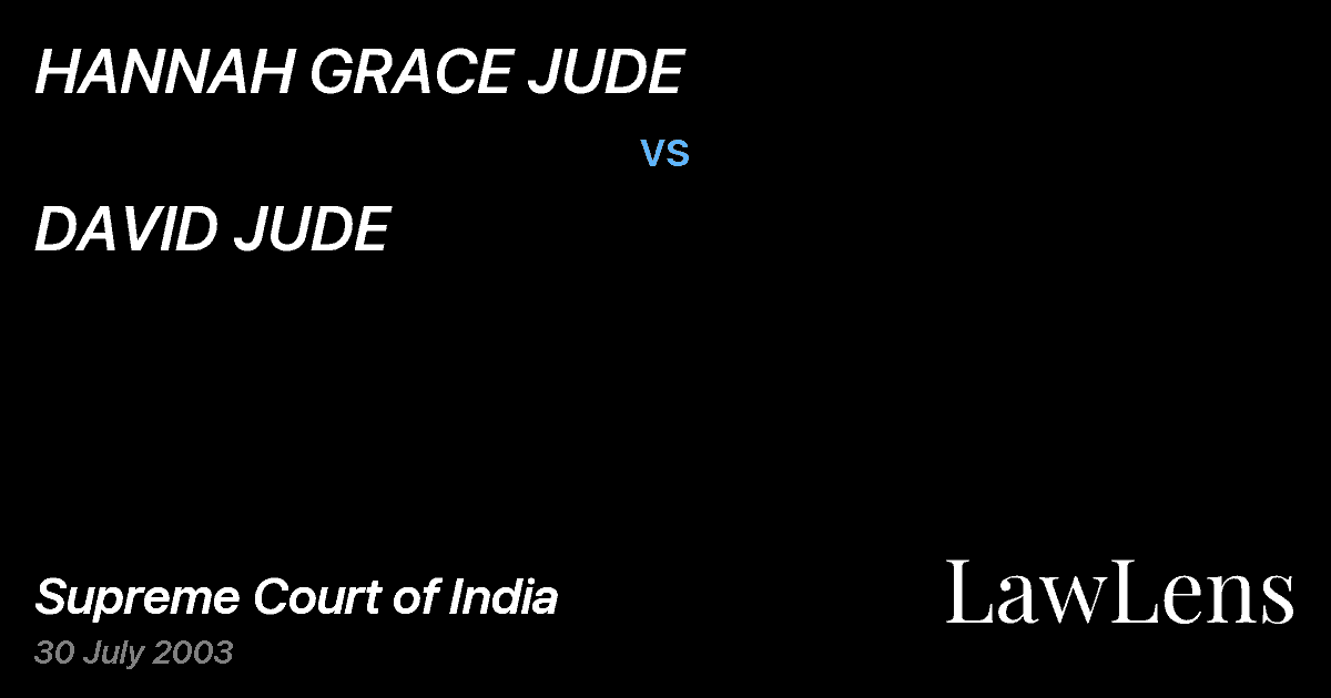 Preview image for HANNAH GRACE JUDE vs. DAVID JUDE
