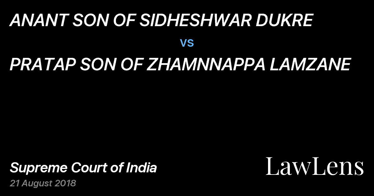 Preview image for ANANT SON OF SIDHESHWAR DUKRE vs. PRATAP SON OF ZHAMNNAPPA LAMZANE