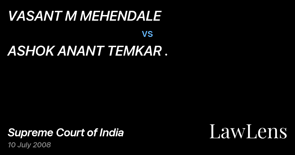 Preview image for VASANT M MEHENDALE vs. ASHOK ANANT TEMKAR .