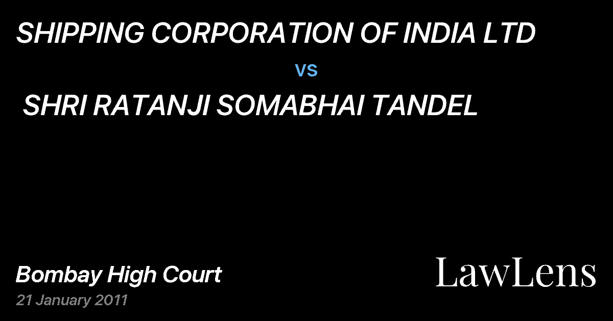 Preview image for SHIPPING CORPORATION OF INDIA LTD vs. SHRI RATANJI SOMABHAI TANDEL