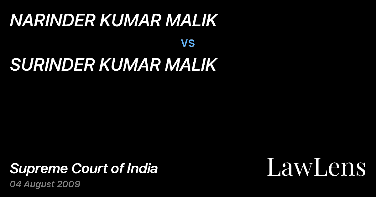 Preview image for NARINDER KUMAR MALIK vs. SURINDER KUMAR MALIK