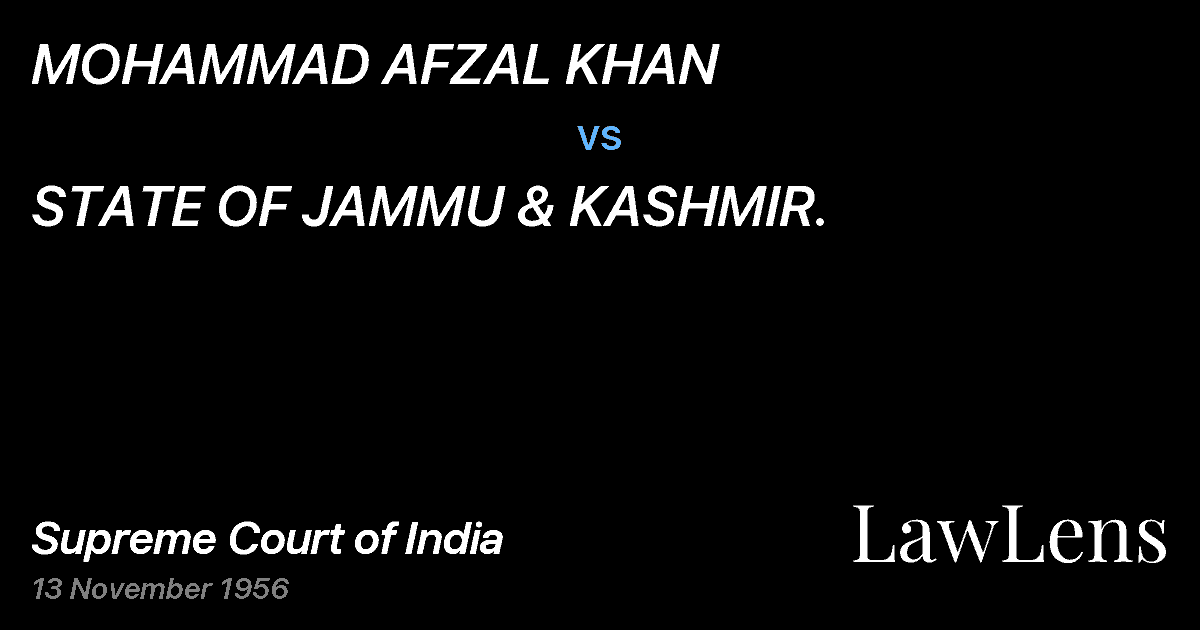 Preview image for MOHAMMAD AFZAL KHAN vs. STATE OF JAMMU & KASHMIR.