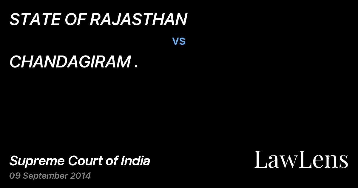Preview image for STATE OF RAJASTHAN vs. CHANDAGIRAM .