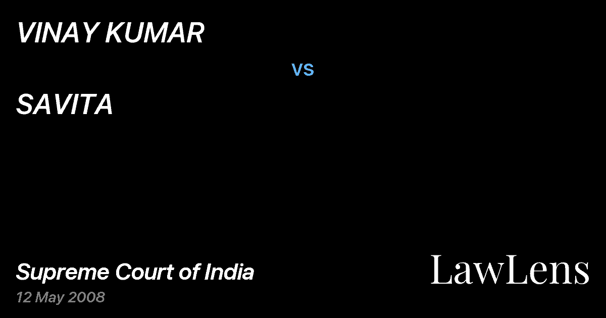 Preview image for VINAY KUMAR vs. SAVITA