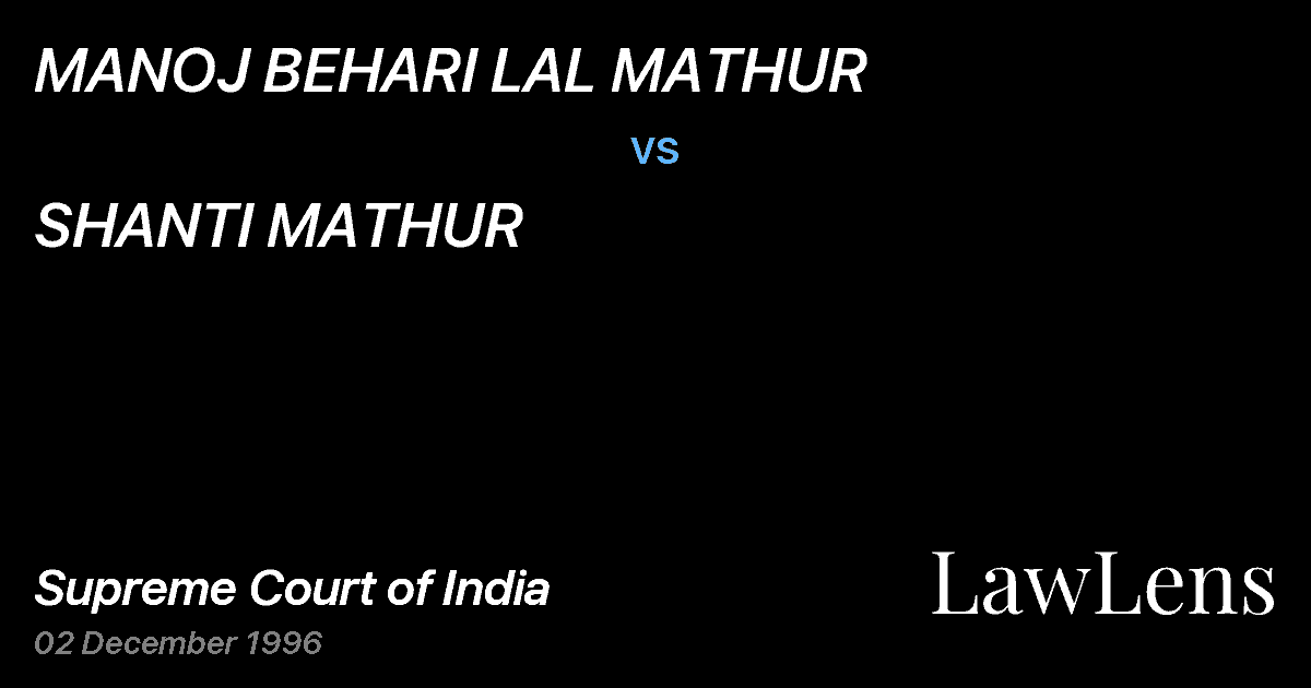 Preview image for MANOJ BEHARI LAL MATHUR vs. SHANTI MATHUR