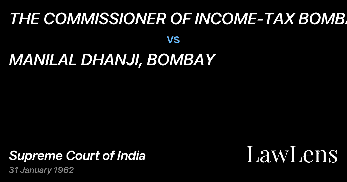 Preview image for THE COMMISSIONER OF INCOME-TAX BOMBAY vs. MANILAL DHANJI, BOMBAY