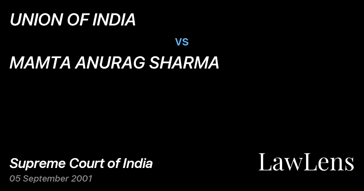 Preview image for UNION OF INDIA vs. MAMTA ANURAG SHARMA