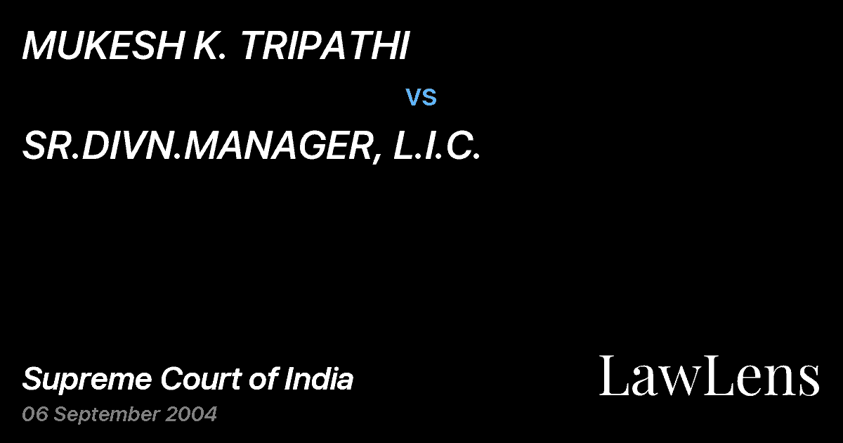 Preview image for MUKESH K. TRIPATHI vs. SR.DIVN.MANAGER, L.I.C.