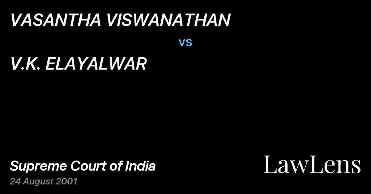 Preview image for VASANTHA VISWANATHAN vs. V.K. ELAYALWAR