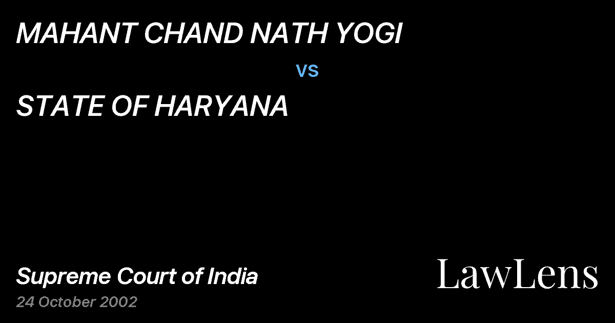 Preview image for MAHANT CHAND NATH YOGI vs. STATE OF HARYANA