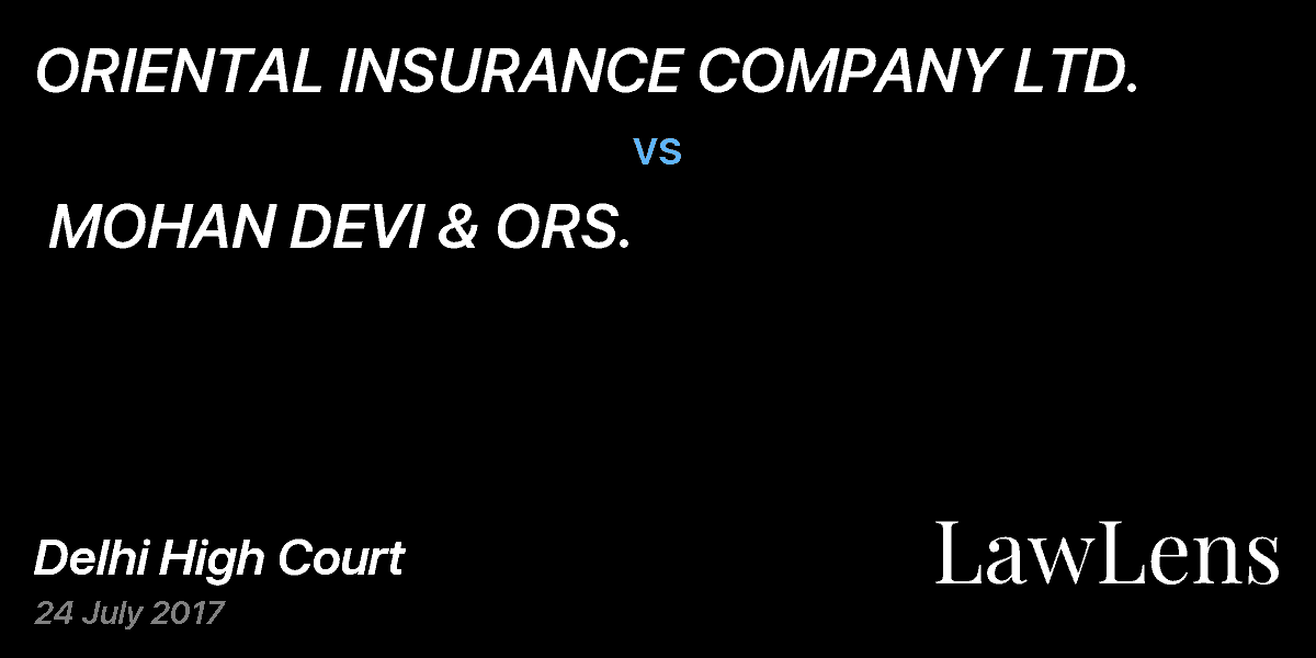 Preview image for ORIENTAL INSURANCE COMPANY LTD. vs. MOHAN DEVI & ORS.