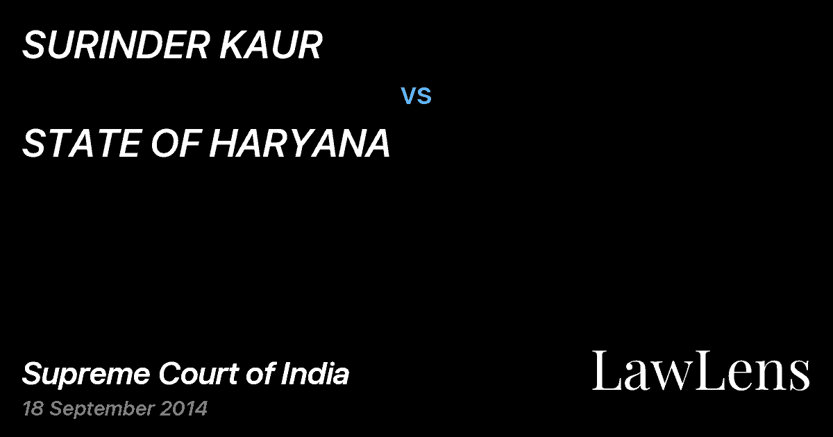 Preview image for SURINDER KAUR vs. STATE OF HARYANA