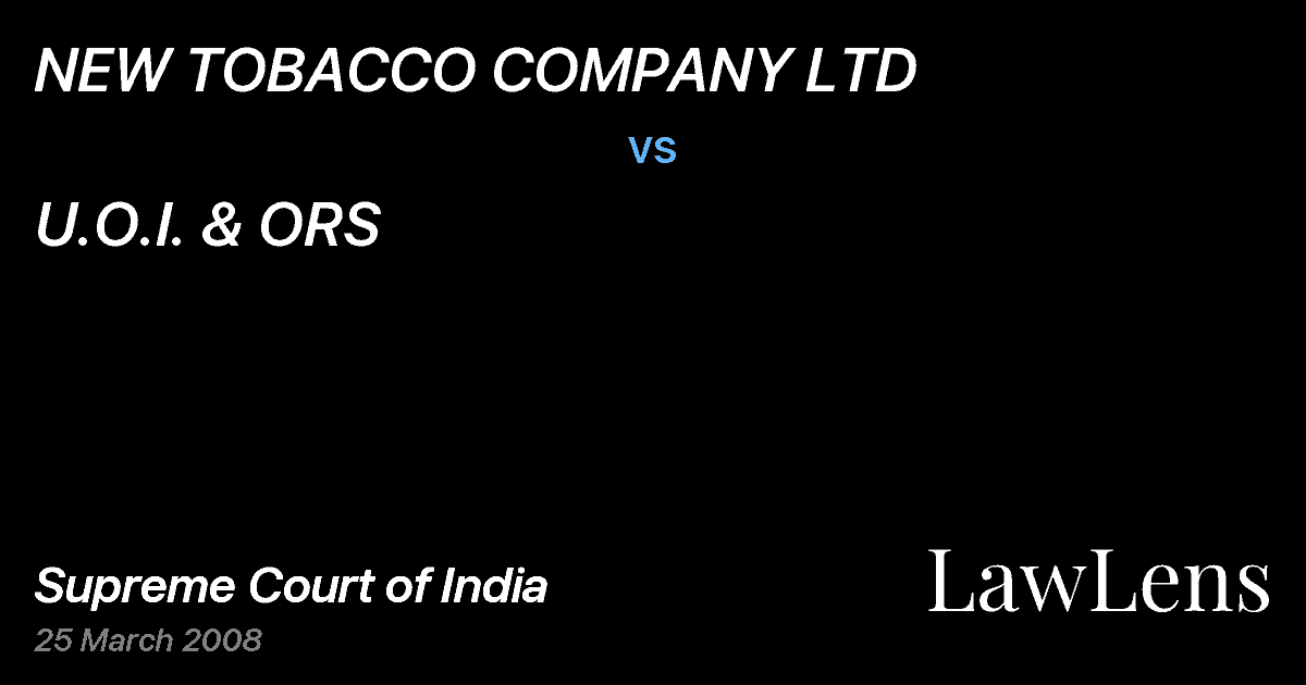 Preview image for NEW TOBACCO COMPANY LTD vs. U.O.I. & ORS