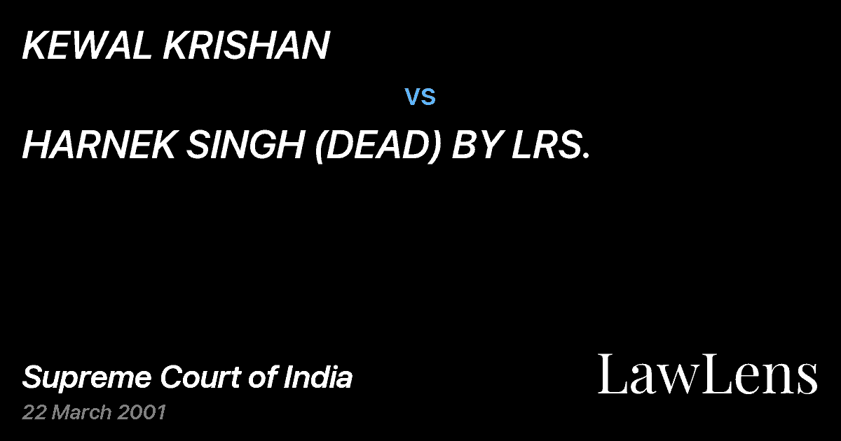 Preview image for KEWAL KRISHAN vs. HARNEK SINGH (DEAD) BY LRS.