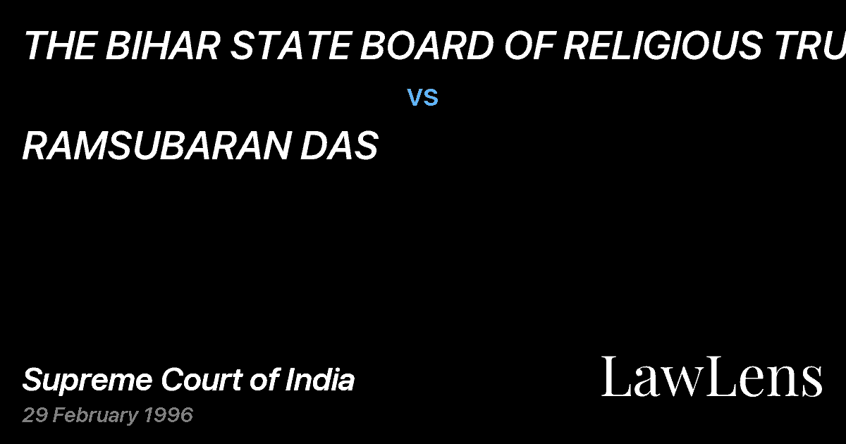 Preview image for THE BIHAR STATE BOARD OF RELIGIOUS TRUST vs. RAMSUBARAN DAS