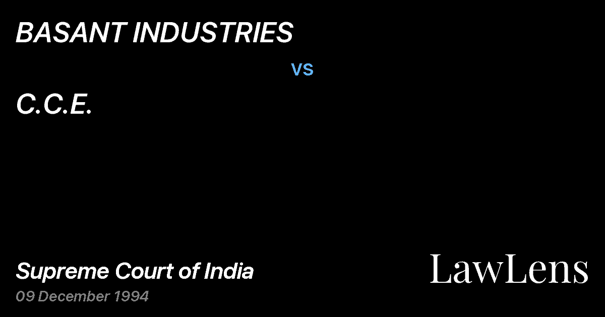 Preview image for BASANT INDUSTRIES vs. C.C.E.