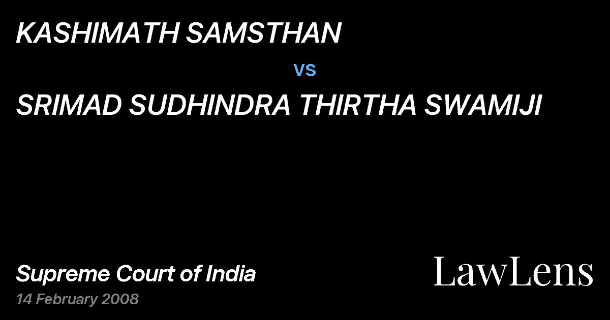 Preview image for KASHIMATH SAMSTHAN vs. SRIMAD SUDHINDRA THIRTHA SWAMIJI
