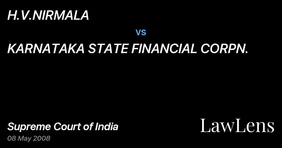 Preview image for H.V.NIRMALA vs. KARNATAKA STATE FINANCIAL CORPN.