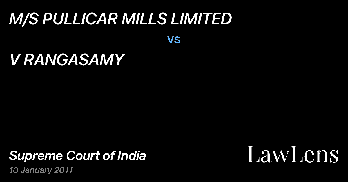 Preview image for M/S PULLICAR MILLS LIMITED vs. V RANGASAMY