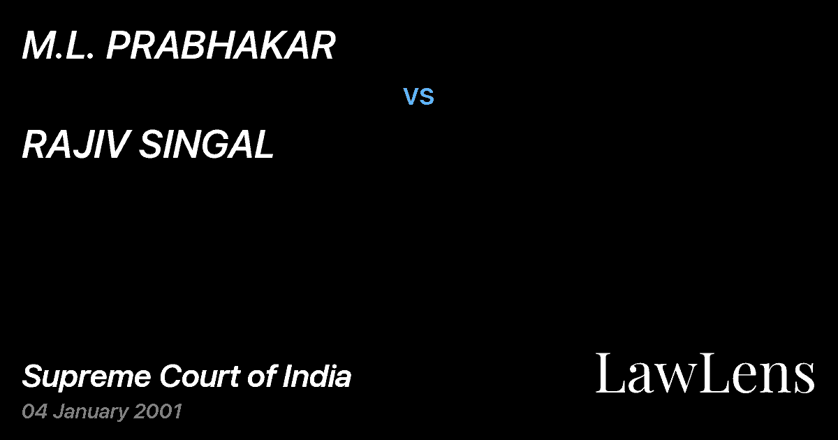 Preview image for M.L. PRABHAKAR vs. RAJIV SINGAL