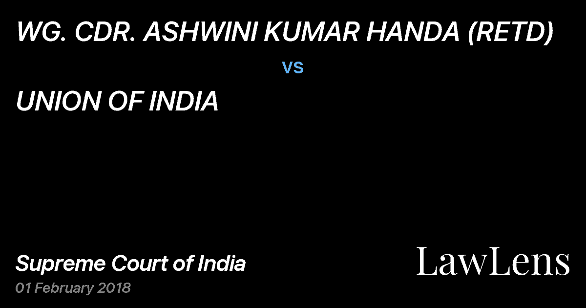 Preview image for WG. CDR. ASHWINI KUMAR HANDA (RETD) vs. UNION OF INDIA