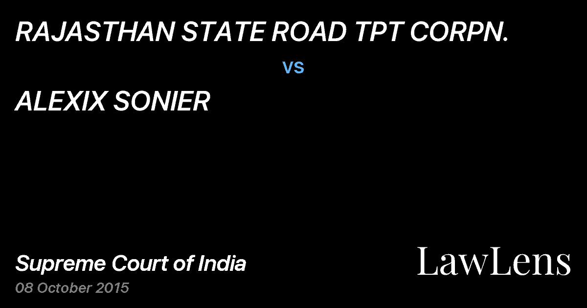 Preview image for RAJASTHAN STATE ROAD TPT CORPN. vs. ALEXIX SONIER