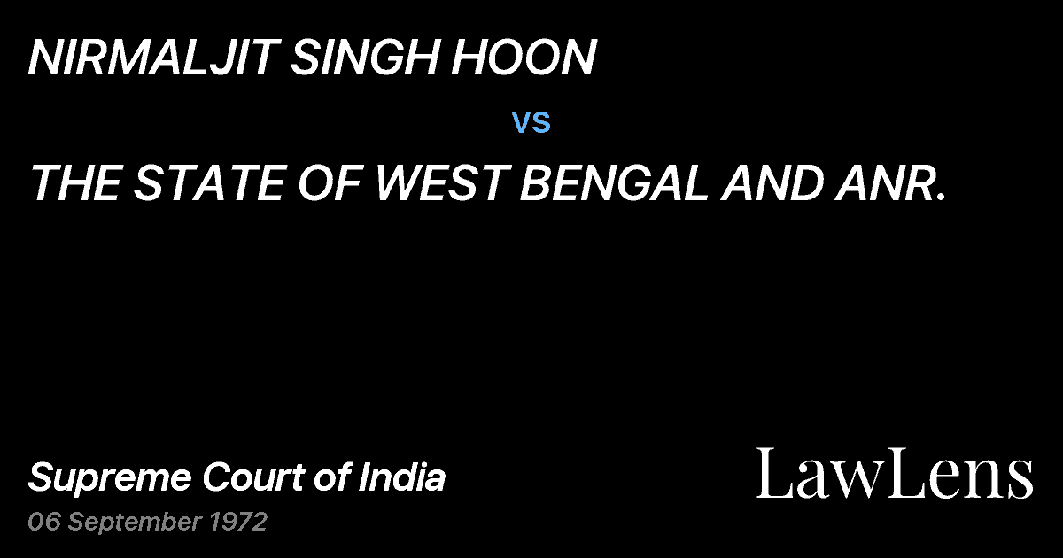 Preview image for NIRMALJIT SINGH HOON vs. THE STATE OF WEST BENGAL AND ANR.
